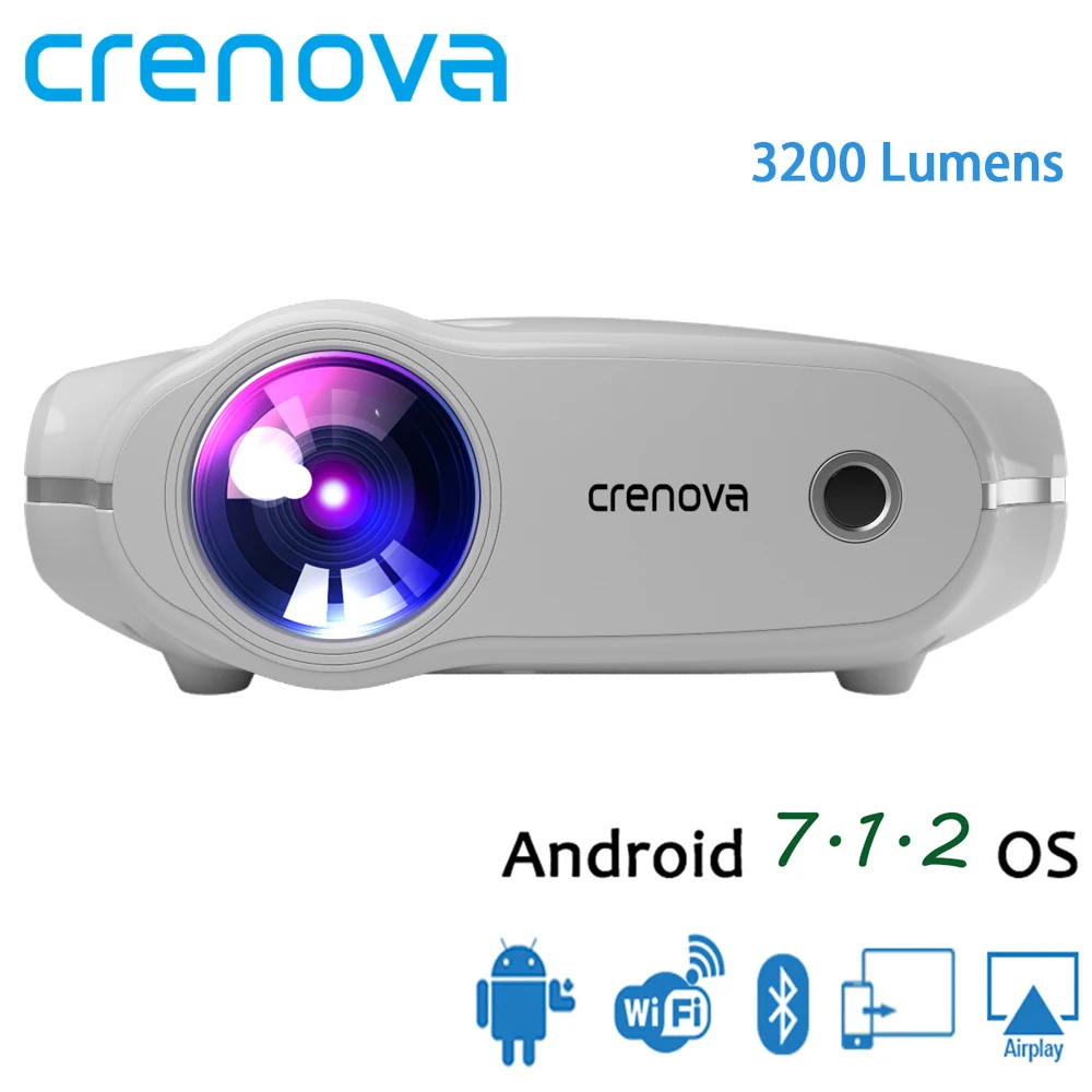 CRENOVA XPE498 портативный проектор для Full HD 4K* 2K 3200 люмен Домашний кинотеатр кинопроектор Android 7.1.2OS Proyector