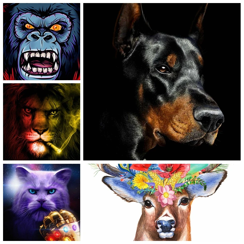 

5D DIY Fantasy Diamond Painting Animals Dog Cat Lion Deer Kong Embroidery Rhinestone Mosaic Cross Stitch Handicraft Gift