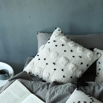Woven Moroccan Style cushion cover 45X45cm Lumbar Pillow 30X50 White Black Simple Geometric for Home decoration Sofa Bed | Дом и сад