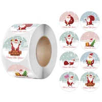 christmas stickers roll 500 pcs 8 designs 1 5 inch happy new year stickers round adhesive labels for window cards present decor