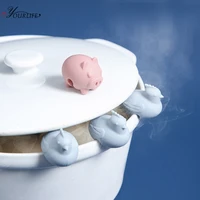 oyourlife cute cartoon silicone pot holder pot lid holder clips kitchen cooking prevent overflow tool kitchen accessories