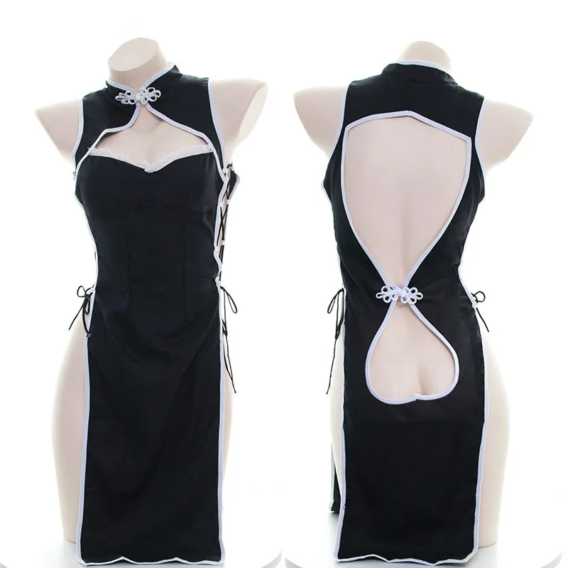 Сексуальное раздельное Бандажное мини платье Qipao китайские традиционные чонсам