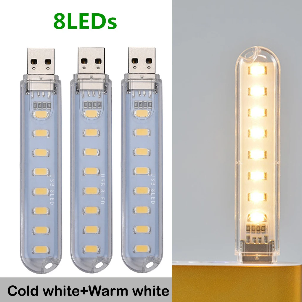 

1/2/3/4pcs USB LED Book Lights 3LEDs 8LEDs SMD 5630 5730 5V Power Input White 5000-6500K Warm White 3000-3500K USB Night light