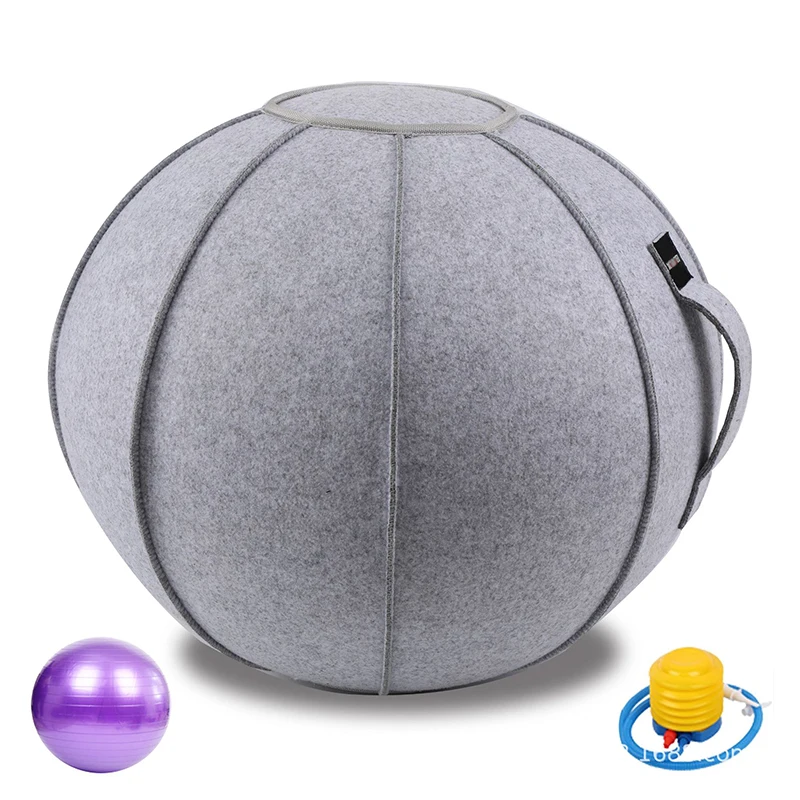 Yoga Ball With Handle and Cover Home Office Seating Chair Exercise Ball for Pilates Stretching Gym Muscle Training Fitness