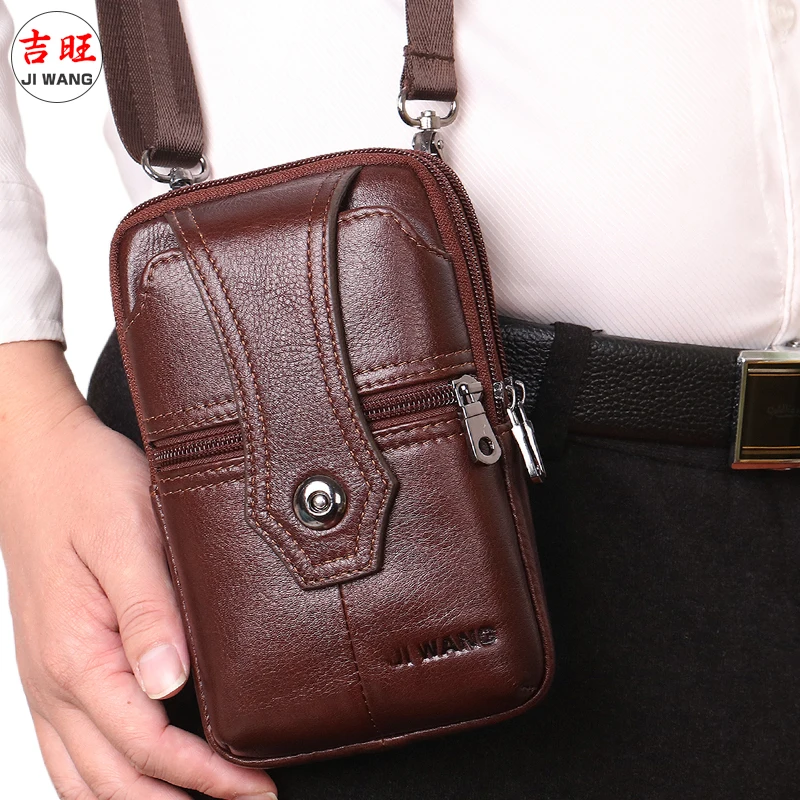 Поясная Сумка из натуральной кожи для мужчин винтажная маленькая забавная