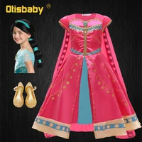 kids cosplay gorgeous jasmine princess dress up fancy girls palace coronation aladdin costume with wig accessories arab clothes