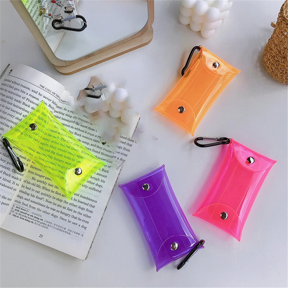 

1Pcs Clear Bags PVC Coin Purses Bus Card Earphone Bag Key Holder Portable Girl Hairpin Lipstick Storage Bag Transparent Wallet