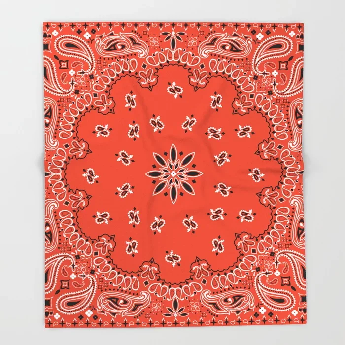Paisley Art Design Red Bandana  Fleece Blanket Super Soft Pl