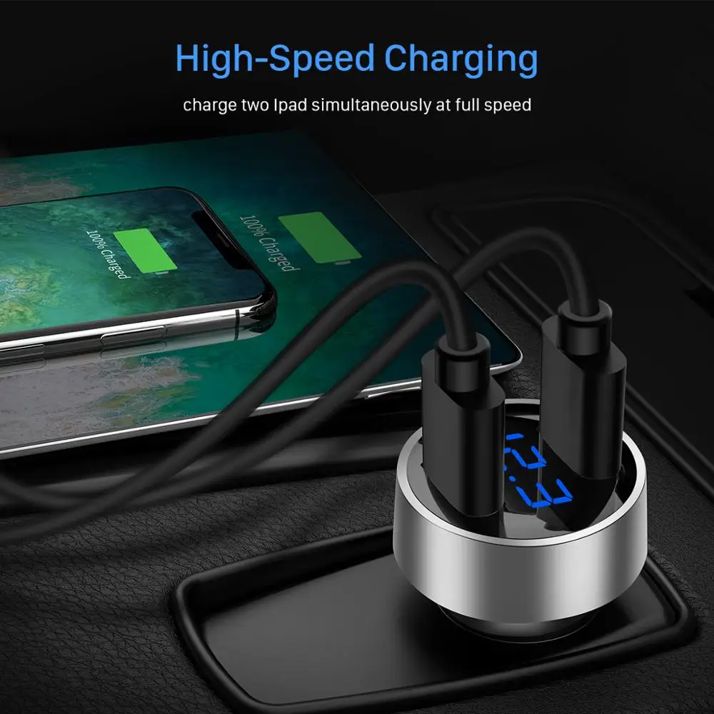 2 порта Быстрый светодиодный USB Автомобильное зарядное устройство SCP QC3.0 QC Быстрая