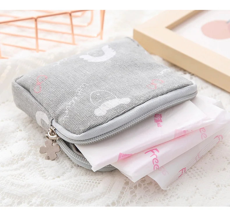 

Women Cosmetic Bag 2021 Korean Style Makeup Bag Pouch Toiletry Bag Cotton Small Makeup Sanitary Napkins Storage Organizer Case