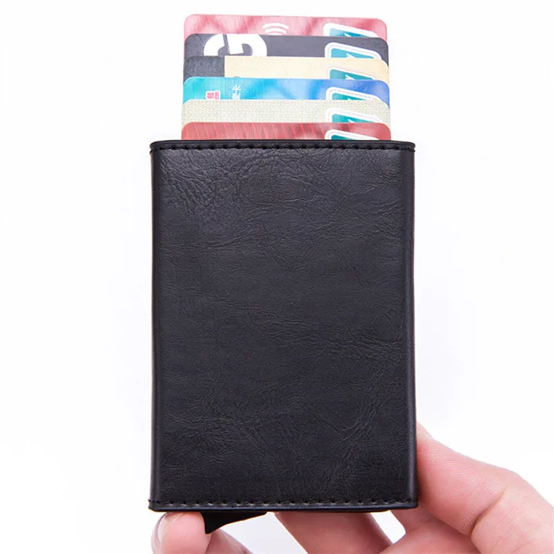 Магнитный держатель для кредитных карт BISI GORO винтажный кожаный смарт-кошелек с