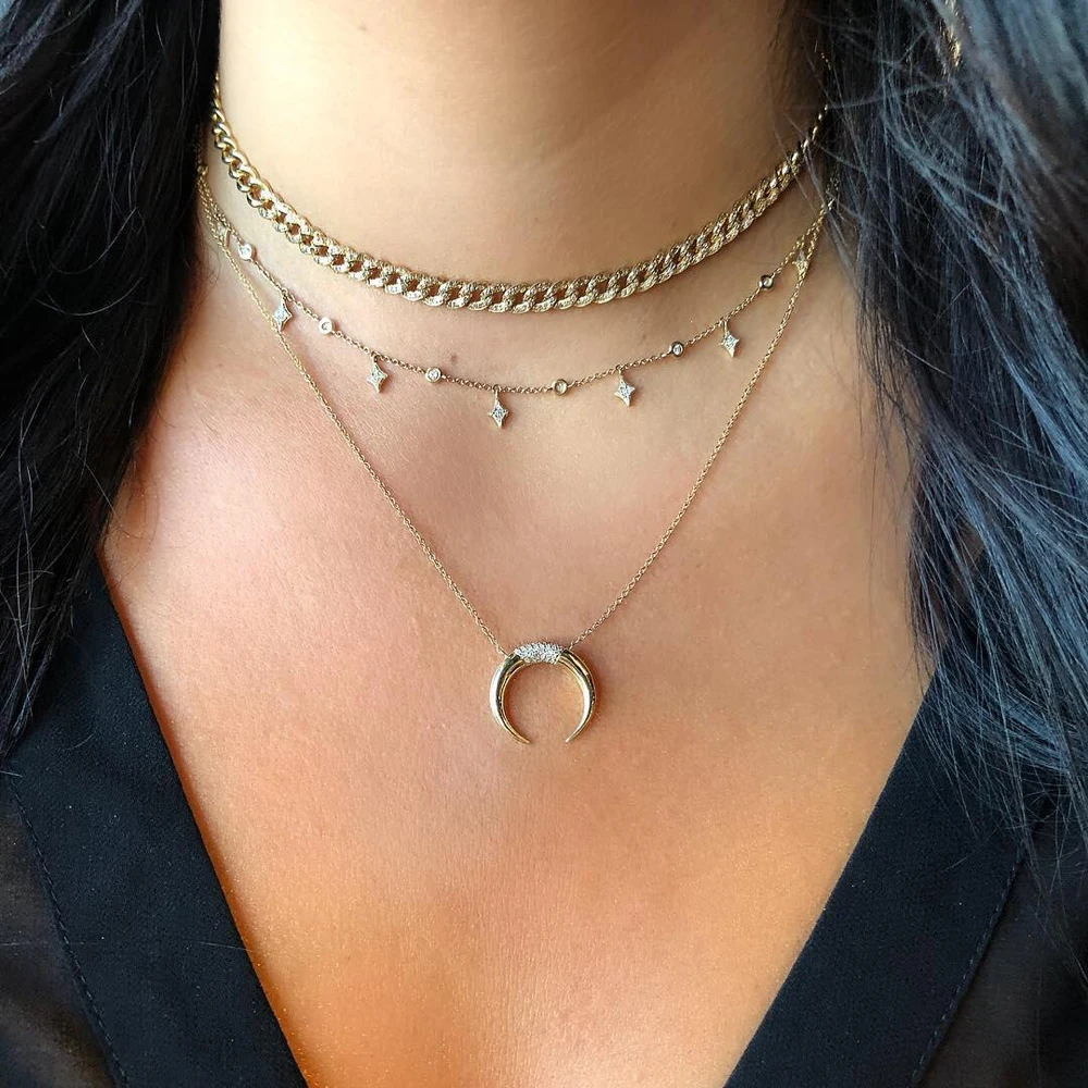 Новый дизайн 925 серебряное ожерелье с подвеской в виде полумесяца серебро/золото