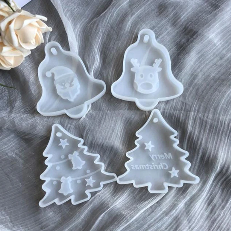 

Christmas Tree Bell Elk Pendant Casting Silicone Mould Crystal Epoxy Resin Mold christmas decoration home decor new year 2022