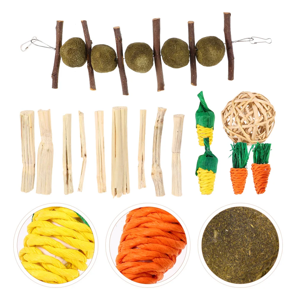 

7pcs Rabbit Chewing Toys Teeth Cleaning Hamster Playing Toys Pet Supply