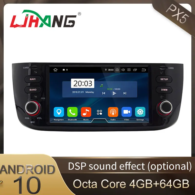 Автомобильный мультимедийный плеер LJHANG 1 DIN Android 10 для Fiat Abarth Punto EVO Linea 2012 2015 WIFI GPS Navi