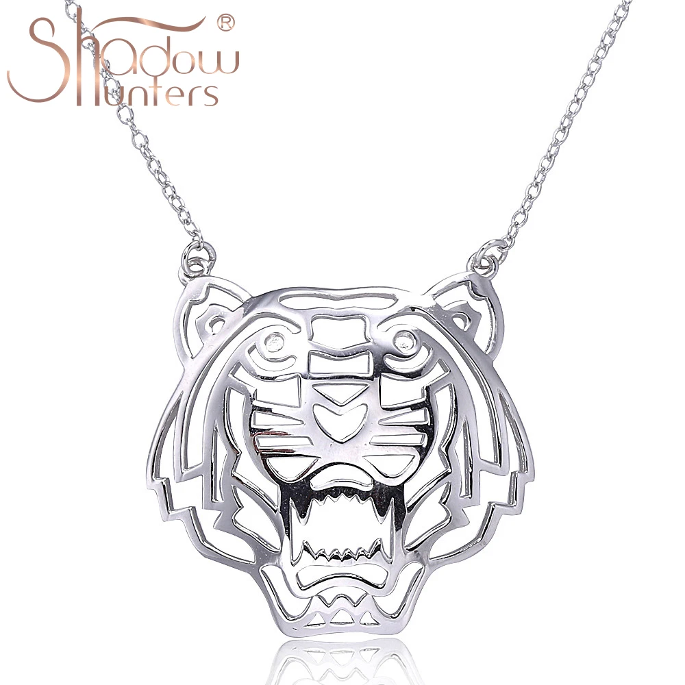 Женское колье чокер с подвеской в виде тигра из серебра 925 пробы|Подвески| |