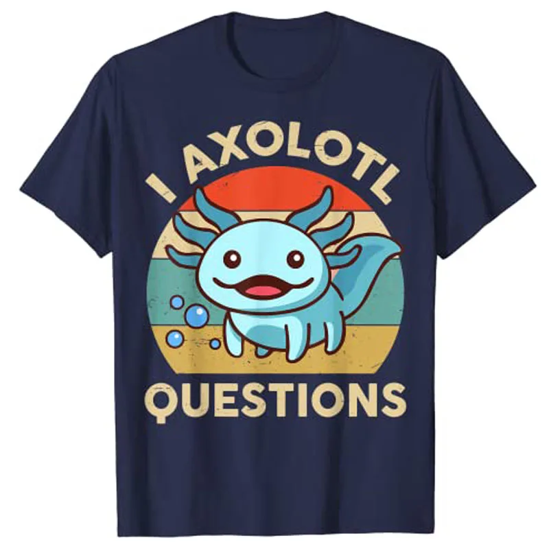 I Axolotl вопросы рубашка детская синяя Саламандра плюшевая Axolotl-любимая футболка