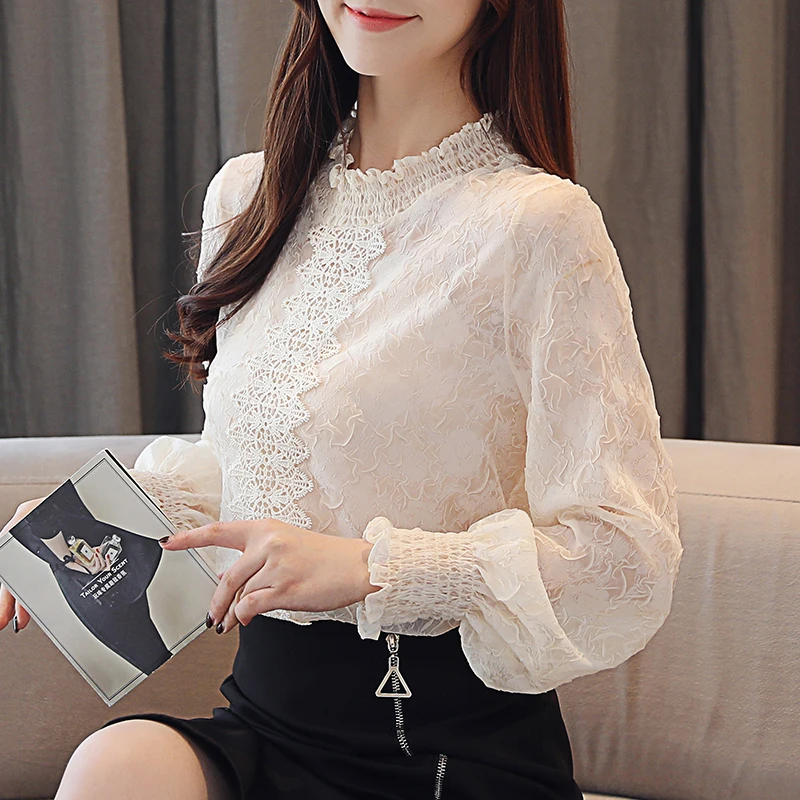 Весна Осень 2020 модная женская пикантная кружевная Свободная рубашка с