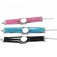 new arrival jewelry design braided multi layers metal letters leathers bracelets sublimation bangles 10pcslot a0070