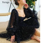 Женское вечернее платье из тюля, с пышными длинными рукавами, до колен, Verngo, 2021