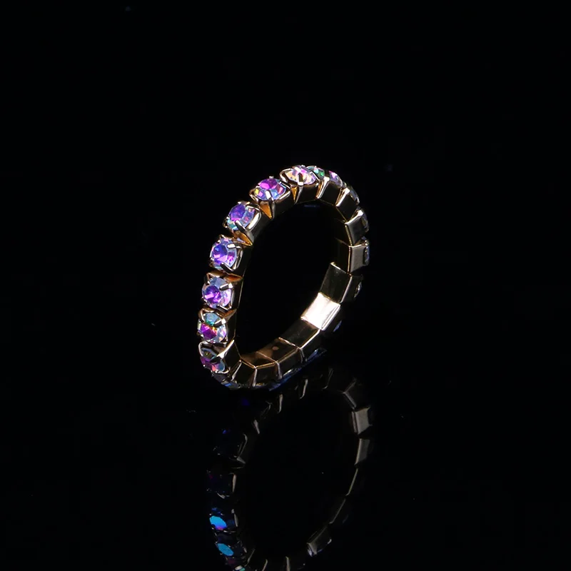 1 5 рядов кольца с кристаллами AB золотого цвета Металлические Свадебные Стразы