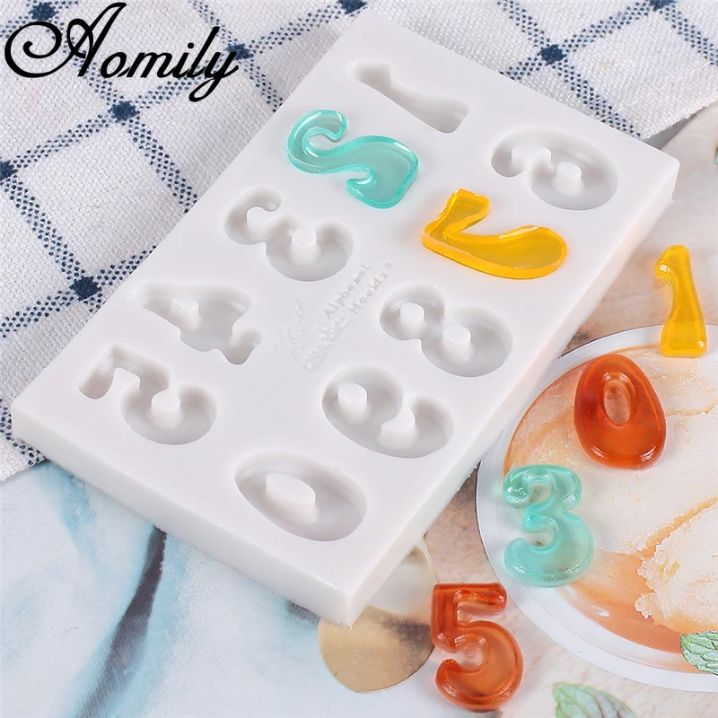 

Aomily 3D 0-9 цифровая силиконовая форма для мастики для торта, сахарных изделий, шоколадных форм, инструменты для украшения торта на день рожден...