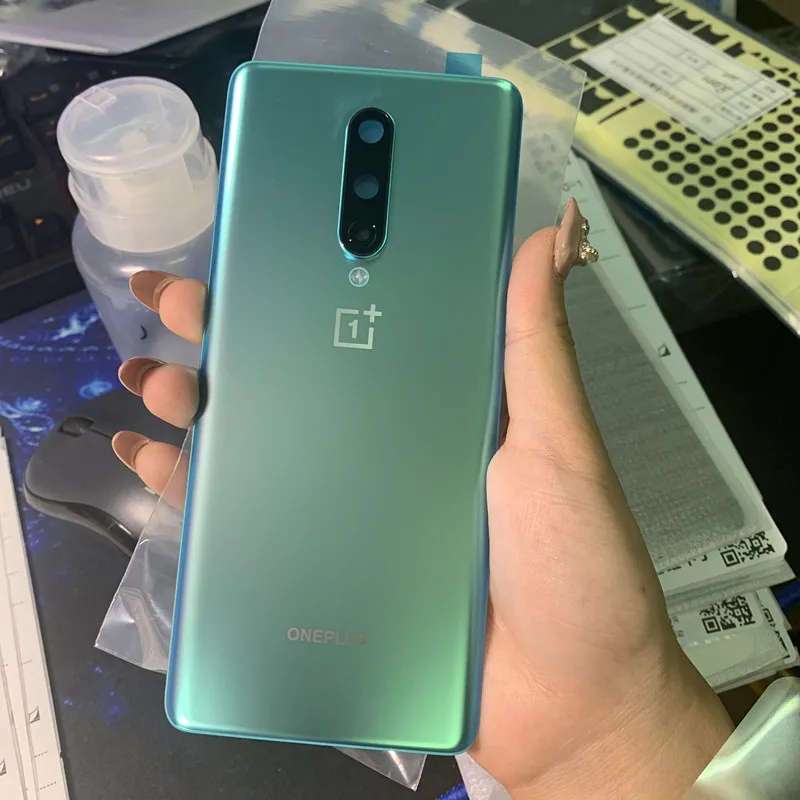 Oneplus8 Rear Housing For Oneplus 8 6.55" One Plus Glass Back Cover Repair Replace Battery Door Case + Logo Camera Lens Glue | Мобильные