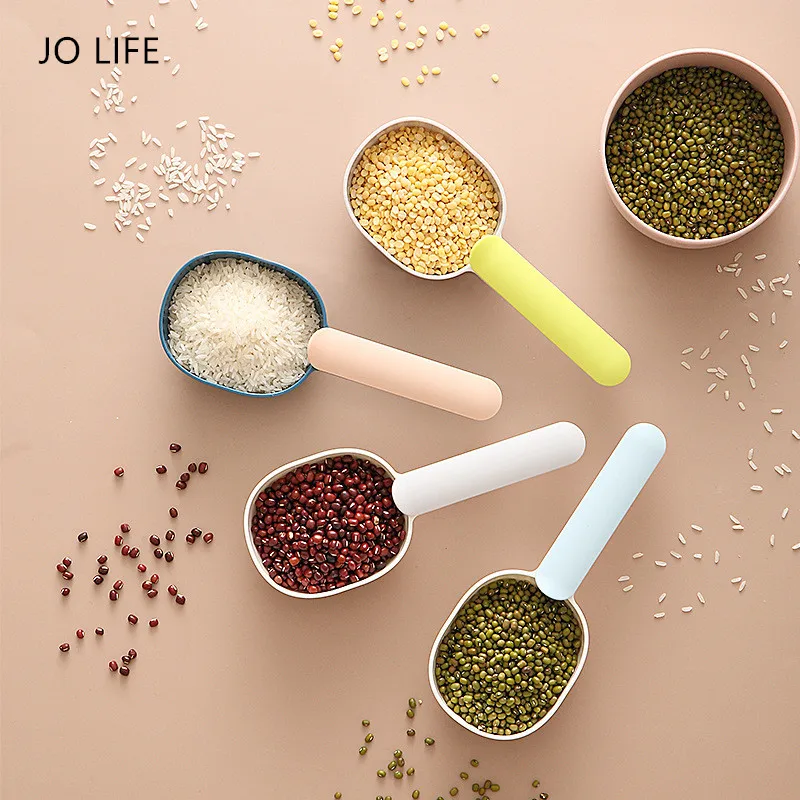 

JO LIFE Multifunctional Kitchen Measuring Spoon Dual-Use High Capacity Sugar Flour Rice Scoop With Sealing Clip Kitchen Gadget
