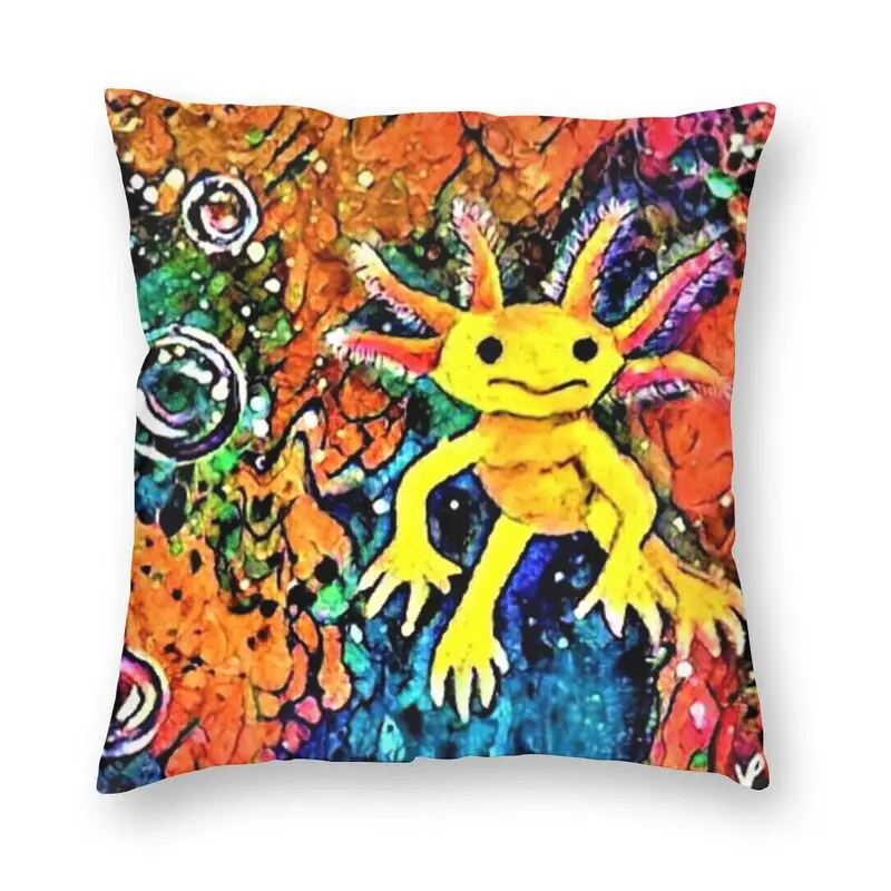 

Axolotl Square Pillow Case Home Decoration Animal Relaxolotl Sofa Cushion Cover Throw Pillow Case For Living Room Double-sided