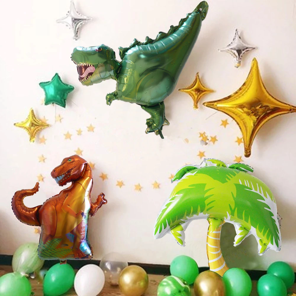 

Фольгированные воздушные шары в виде мультяшных животных, динозавров, украшения для вечерние в джунглях, детские игрушки, зеленая тематика, товары для вечеринки в честь Дня рождения и будущей мамы