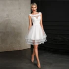 Короткое свадебное платье 2021, простое А-силуэт, свадебное платье, мягкое атласное Короткое свадебное платье, элегантное женское платье 2019, турецкое платье