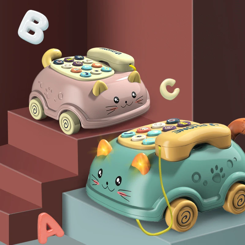 

Kawaii Cat Children's Phone Toy Early Education Story Machine Chinese-English Baby Telephone Music Toys for Baby Gift