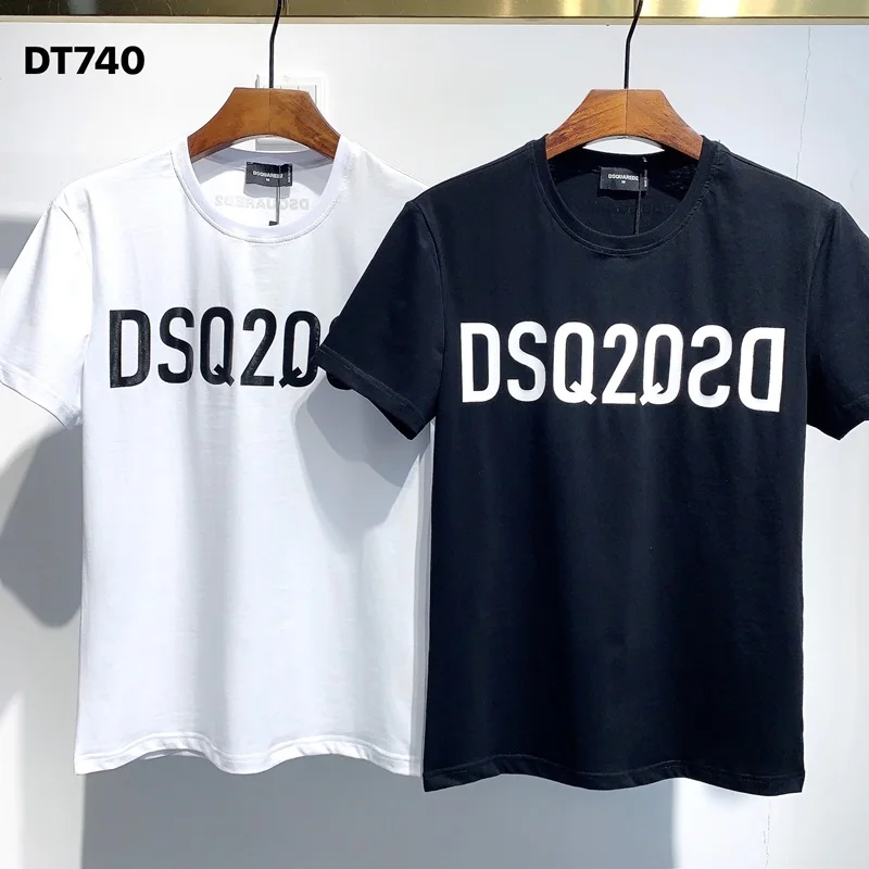

Dsquared2 Classic Men/Women Street Hip-Hop Round Neck Short-Sleeved T-Shirt Cotton Locomotive Letter Printing Casual Tee DT740