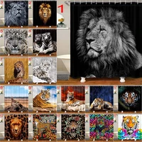 cool lion shower curtain set with hooks lion tiger leopard print bathroom accessories home room decor for mens