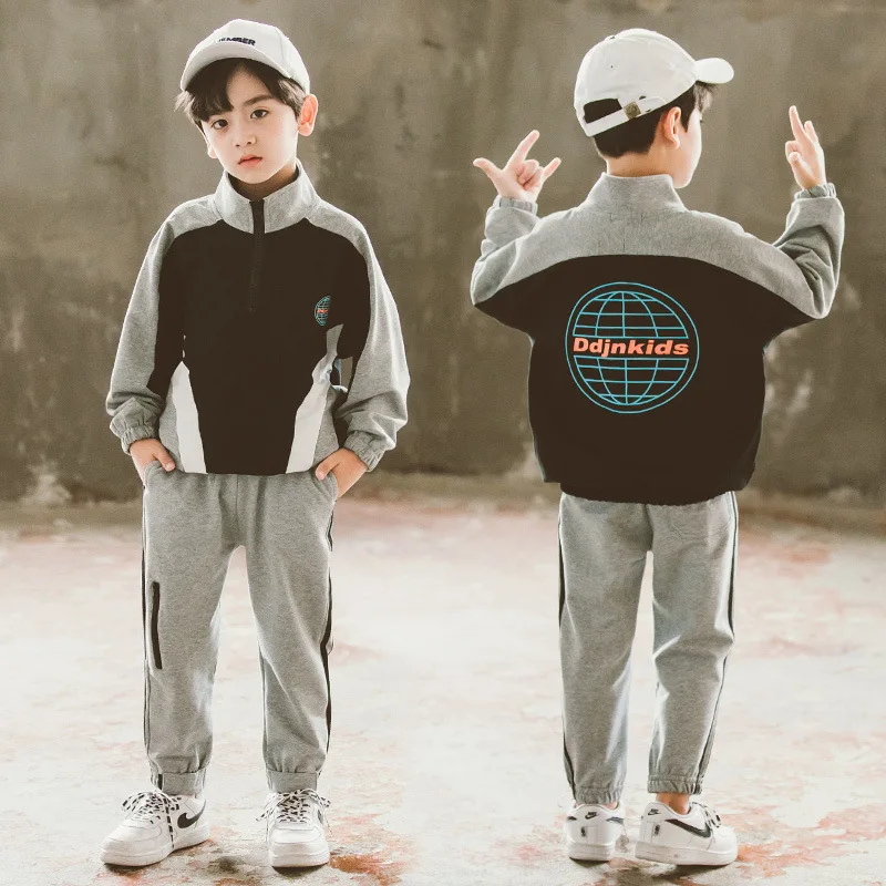 

Grey Spring Autumn Children's Clothes Set Boys Sweatshirts + Pants 2pcs/Set Kids Teenage Gift Formal Boy Clothing High Quality