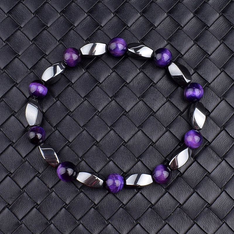 

Fashion Distortion Hematite Tiger Eye Bracelets Men Positive Energy Hematite Bracelets Women Natural Stone Non-Magnetic Jewelry