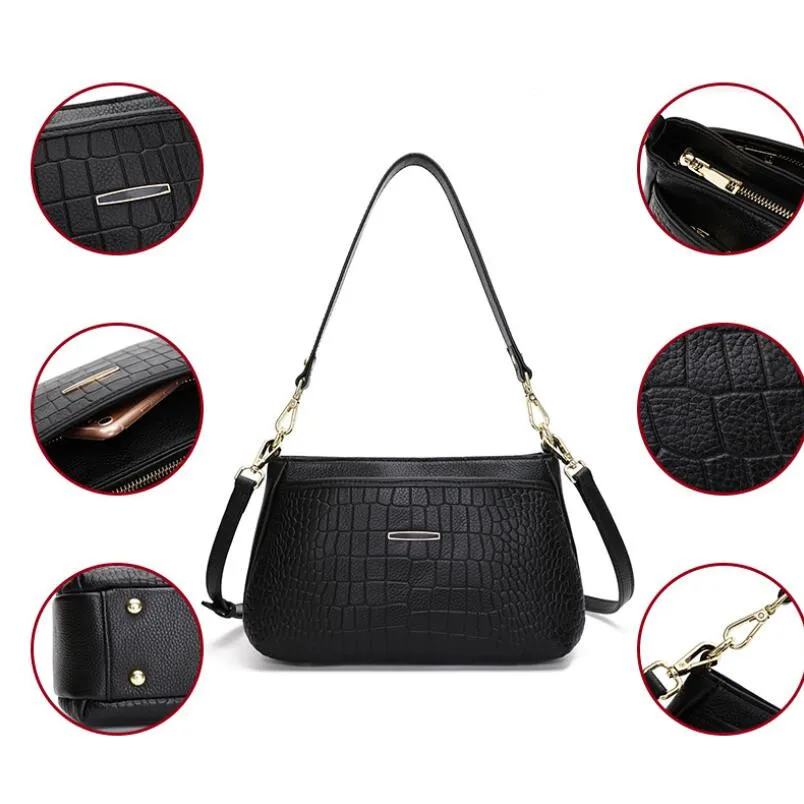Женская сумка-мессенджер из коровьей кожи с крокодиловым узором дамские сумочки