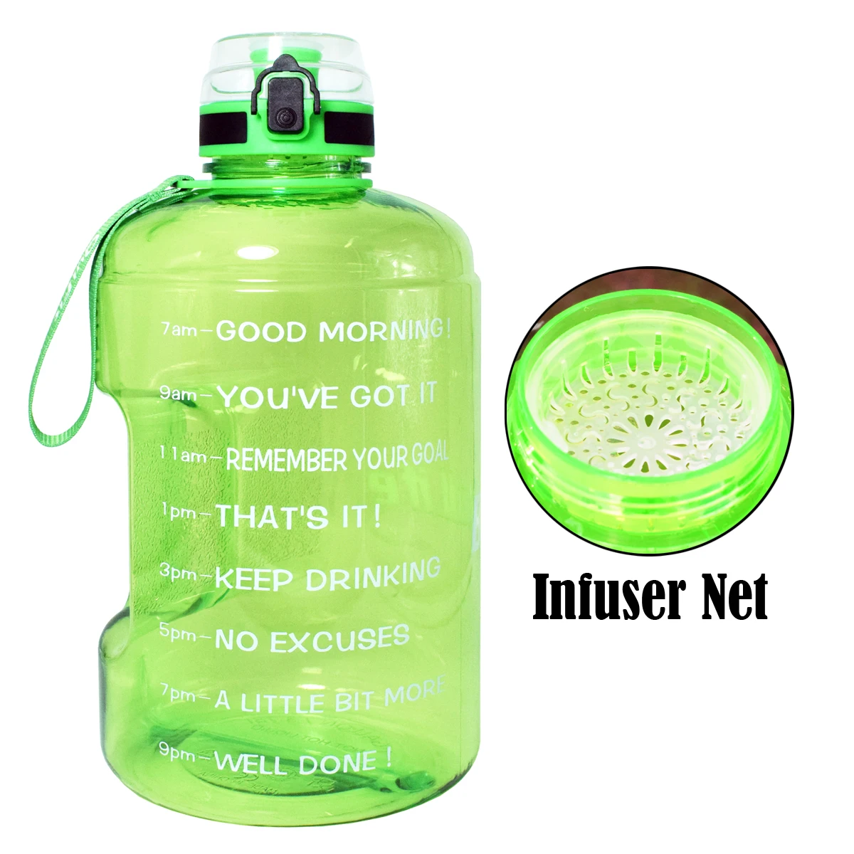 Green QuiFit 128 унций 73 унций 43 унций Спортивная большая галлонная бутылка для воды с фильтром для фруктов без бисфенола, бутылка для напитков, кувшин, тыква, тренажерный зал, туризм - Цвет: Green