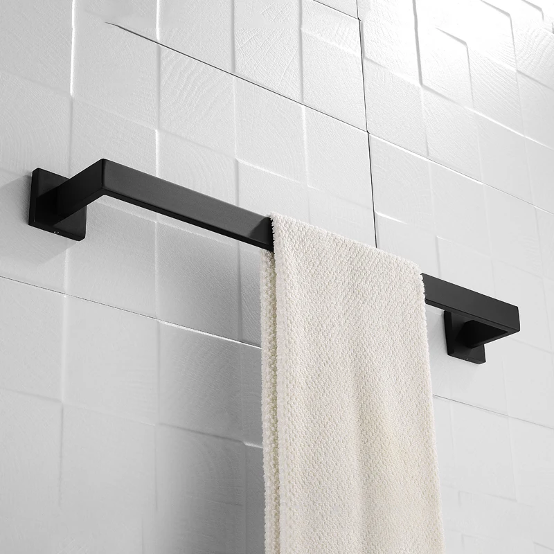 bathroom hardware set matte black sus304 stainless steel wall mounted towel bar hand towel ring paper holder robe towel hooks free global shipping
