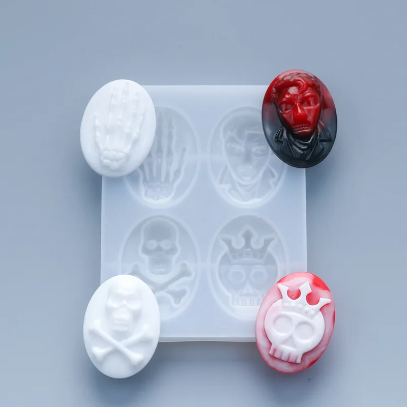 Силиконовая форма сделай сам для Хэллоуина Прозрачная с черепом паука подвеска