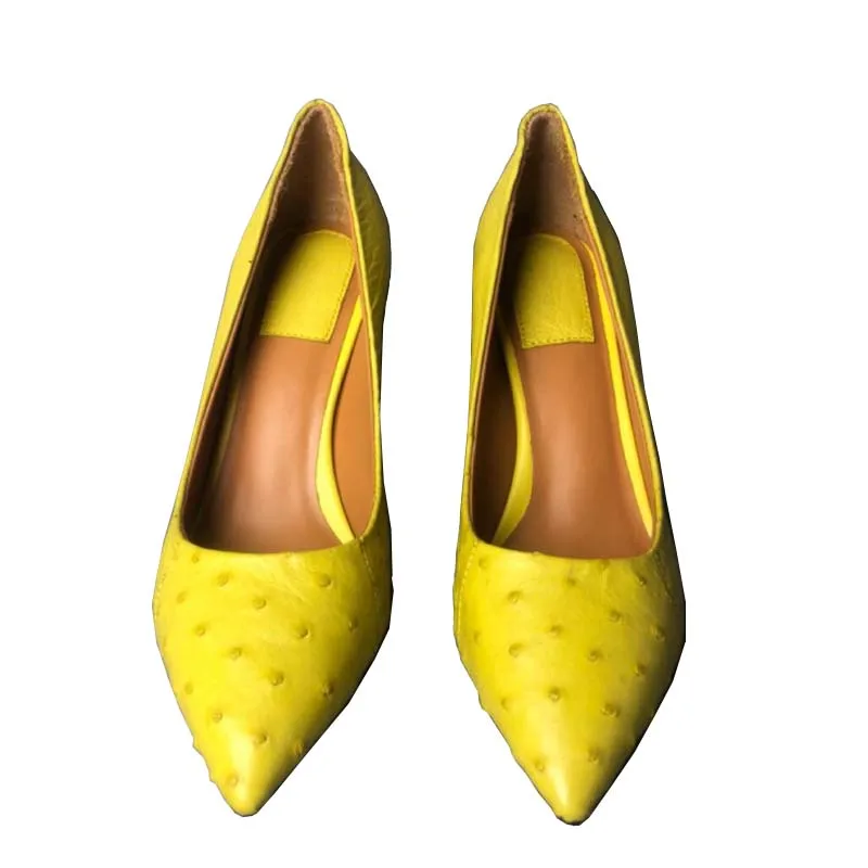 

difutouzi high quality female Ostrich leather High heels women shoes