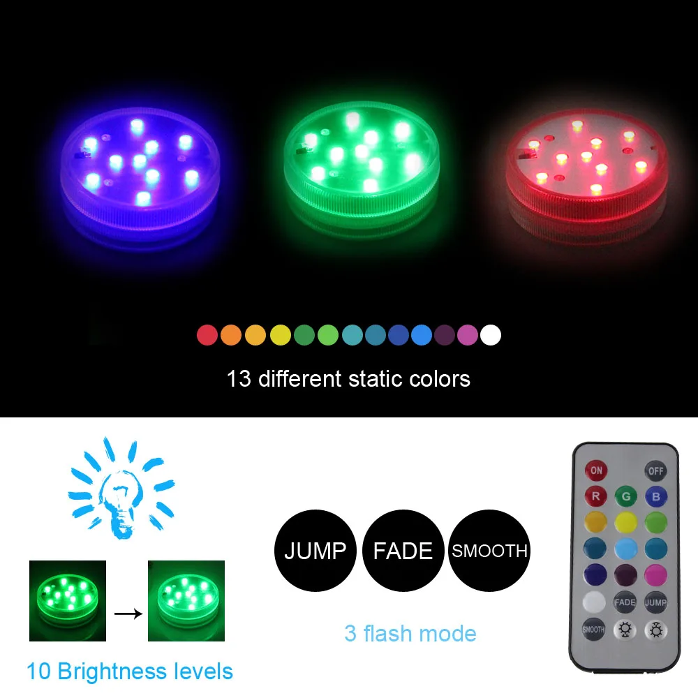 BORUiT 10 светодиодный Погружной подводный свет водонепроницаемый RGB плавательный бассейн свет дистанционное управление аквариум подсветка для аквариума лампа