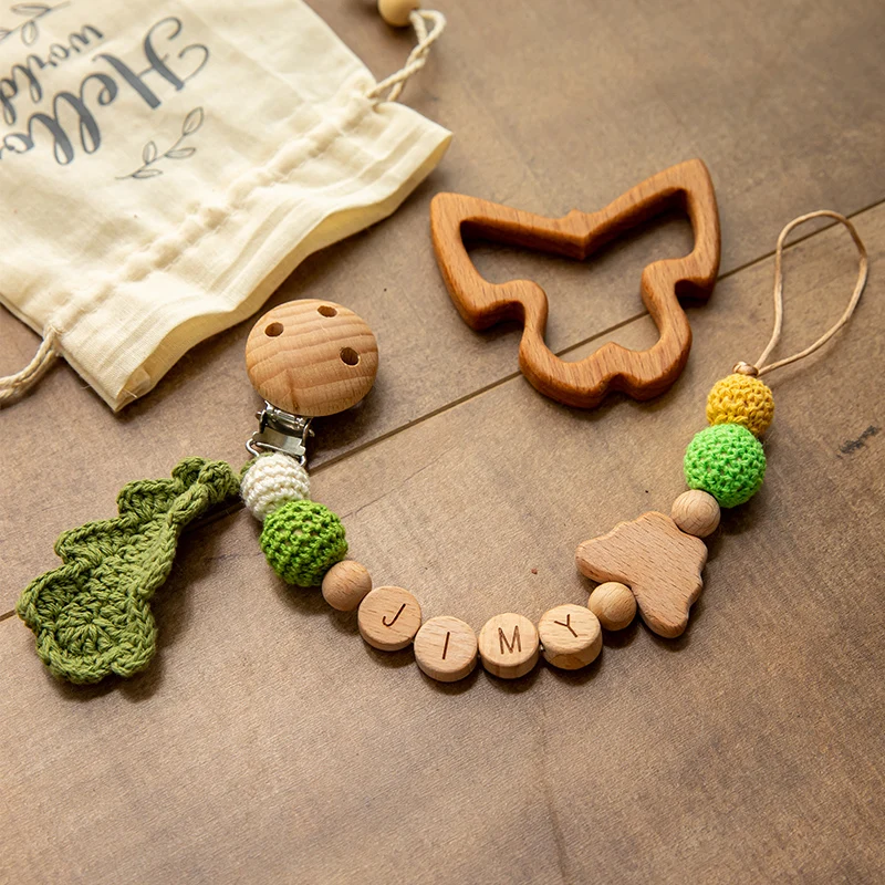 1 шт. персонализированные детские пустышки для младенцев деревянный зажим