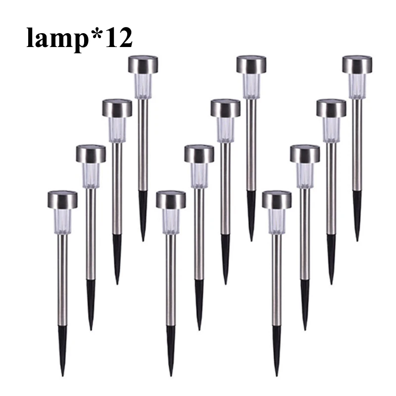 12 шт./лот Солнечная лампа из нержавеющей стали светодиодный светильник на