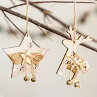 Рождественские рождественские деревянные подвески, деревянные елочные украшения, рождественские подарки, детские игрушки, домашние украшения сделай сам, новый год 2022