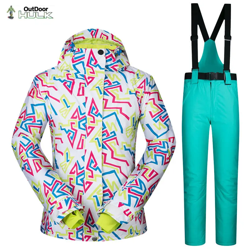 

Женский лыжный костюм, зимняя Лыжная куртка и штаны, женские водонепроницаемые ветрозащитные дышащие комплекты для снега, Брендовые костюм...