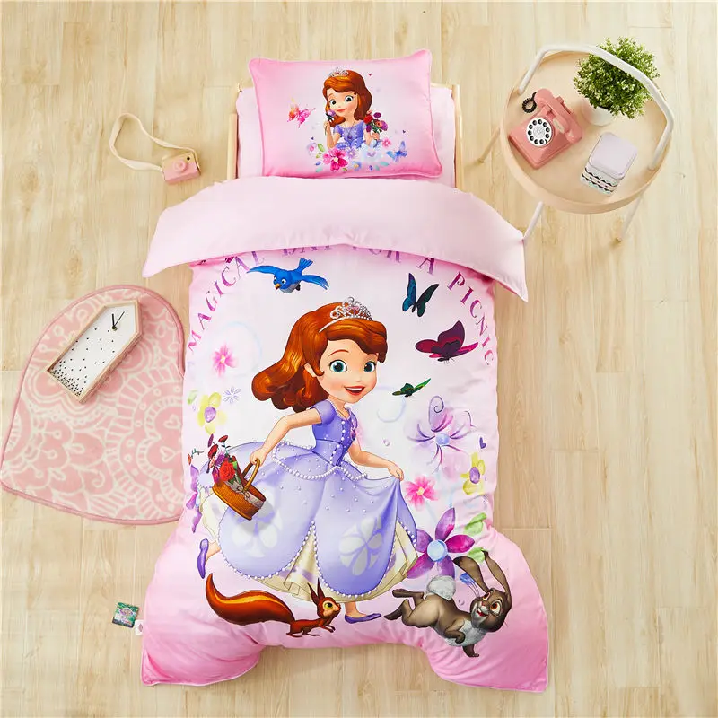 Детские кроватки disney, комплект из 3 предметов, мультяшный пододеяльник принцессы Софии Маккуин с изображением Минни Микки Мауса, детская кроватка, 60x120 см