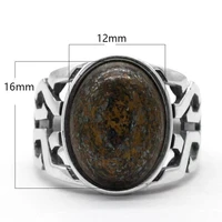 turkish 925 sterling silver natural native gray gemstone mens ring with hemp rope bosilia design classic jewelry mens and wome