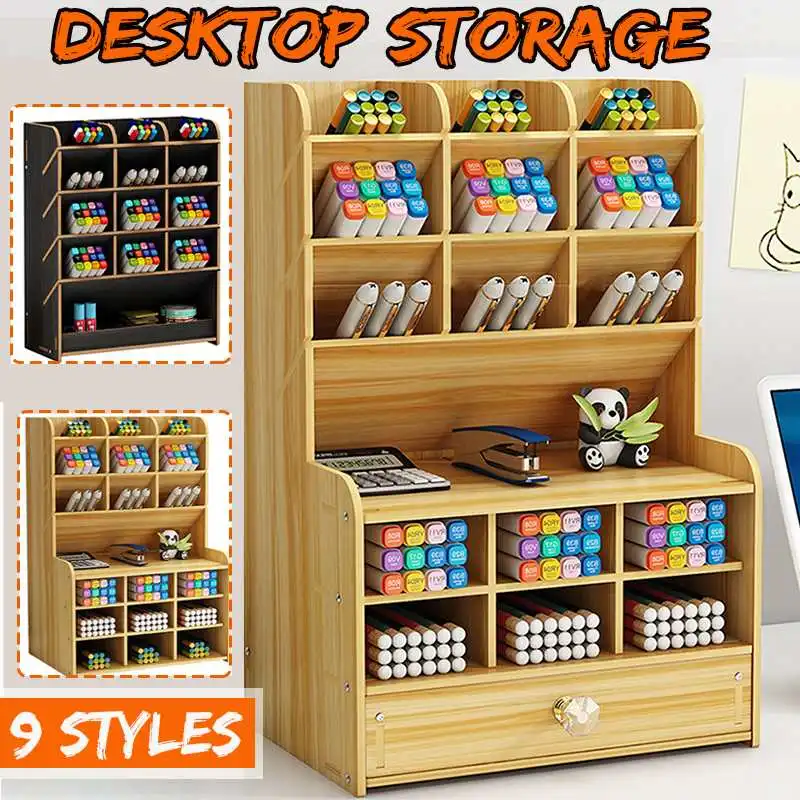 

Настольная подставка для ручек Органайзер карандаш макияж ящик для хранения деревянный Настольный органайзер подставка чехол школьные ка...