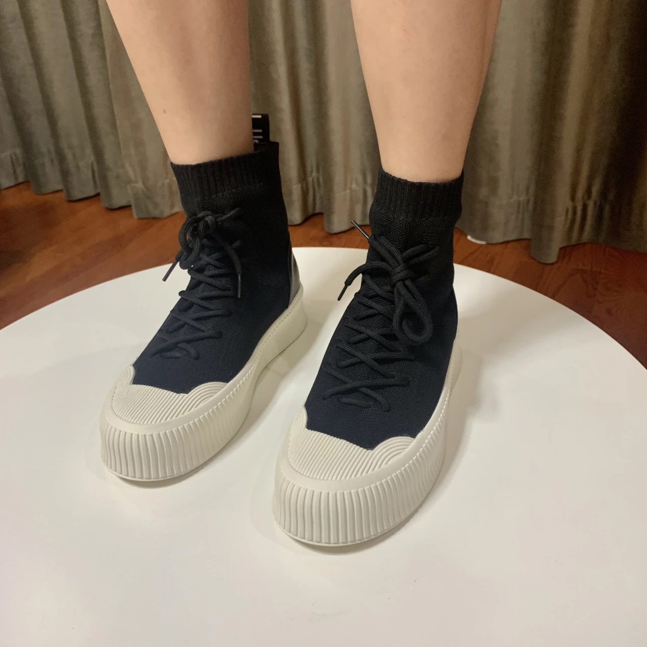

High-top shoes women's socks boots autumn 2021 new platform platform thick bottom fashion wild ins casual knitted trendy shoes